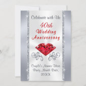 Verbluffende 40e Ruby Wedding Jubileum Invitations Kaart (Voorkant)