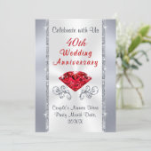 Verbluffende 40e Ruby Wedding Jubileum Invitations Kaart (Staand voorkant)