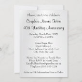 Verbluffende 40e Ruby Wedding Jubileum Invitations Kaart (Achterkant)