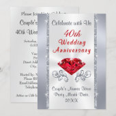 Verbluffende 40e Ruby Wedding Jubileum Invitations Kaart (Voorkant / Achterkant)