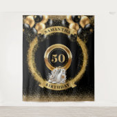 Verbluffende 50 verjaardag achtergrond witte spran wandkleed (Voorkant)