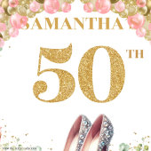 Verbluffende 50e verjaardag Blush Pink Floral Even Wandkleed