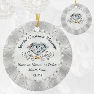 Verbluffende, 60e huwelijksjubileum ornamenten.  keramisch ornament