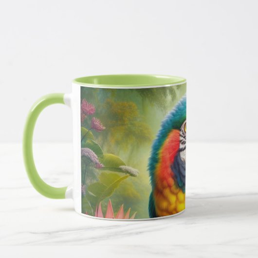 Verbluffende aangepaste Monogram Parrot Macaw Mok (Links)