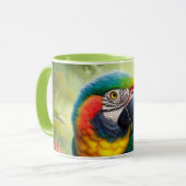 Verbluffende aangepaste Monogram Parrot Macaw Mok (Voorkant links)