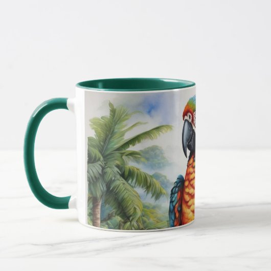 Verbluffende aangepaste Monogram Parrot Macaw Mok (Links)