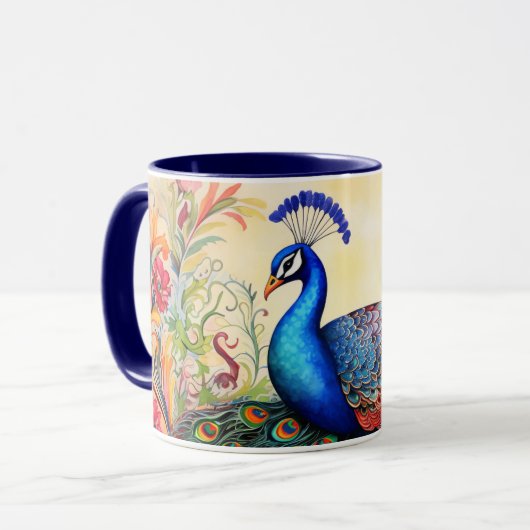 Verbluffende aangepaste Monogram Peacock Mok (Voorkant links)