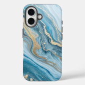 "Verbluffende Abstracte blauw- en goudmarmeren tex Case-Mate iPhone Case (Achterkant)