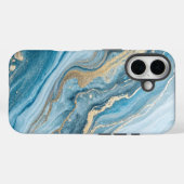 "Verbluffende Abstracte blauw- en goudmarmeren tex Case-Mate iPhone Case (Achterkant (horizontaal))