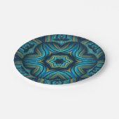 Verbluffende Abstracte blauwe en gele Mandala Art Papieren Bordje (Gekanteld)
