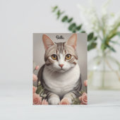 Verbluffende Amerikaanse Korthaar Kat met Delicate Briefkaart (Staand voorkant)