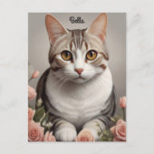 Verbluffende Amerikaanse Korthaar Kat met Delicate Briefkaart (Voorkant)