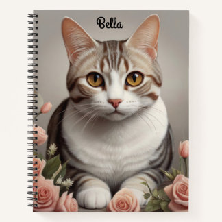 Verbluffende Amerikaanse Korthaar Kat met Delicate Notitieboek