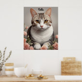 Verbluffende Amerikaanse Korthaar Kat met Delicate Poster (Keuken)