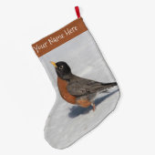 Verbluffende Amerikaanse Robin in de sneeuw Grote Kerstsok (Achterkant (Hangend))