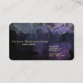 Verbluffende Amethyst Fluid Alcohol Inkt op Zwart Visitekaartje (Achterkant)