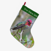 Verbluffende Anna's Hummingbird op Plum Tree Branc Grote Kerstsok (Voorkant (Hangend))