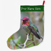 Verbluffende Anna's Hummingbird op Plum Tree Branc Grote Kerstsok (Achterkant)