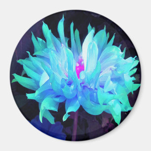 Verbluffende Aqua Blue en Green Cactus Dahlia Magneet