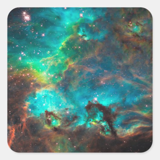 Verbluffende Aqua Star-cluster Vierkante Sticker (Voorkant)
