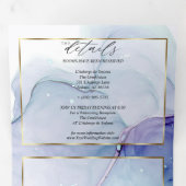 Verbluffende Aqua Violet Abstract Ink Tri Fold Inv Drieluik Uitnodiging (Binnenzijde eerst)