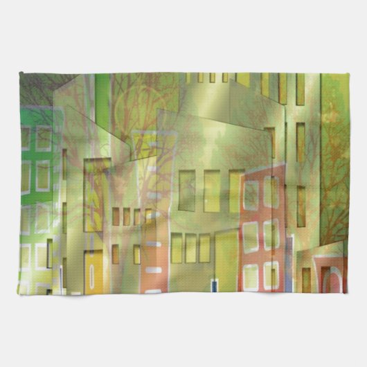 Verbluffende architectuurcityscape art accessoires theedoek (Horizontaal)