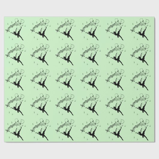 Verbluffende Ballerina Dancing met Music Green Cadeaupapier (Vlak)