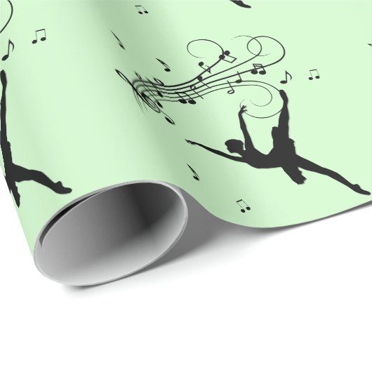 Verbluffende Ballerina Dancing met Music Green Cadeaupapier (Rol Hoek)