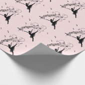 Verbluffende Ballerina Dancing met Music Pink Cadeaupapier (Hoek)