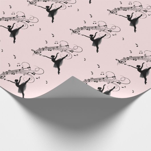 Verbluffende Ballerina Dancing met Music Pink Cadeaupapier (Hoek)