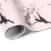 Verbluffende Ballerina Dancing met Music Pink Cadeaupapier (Rol Hoek)