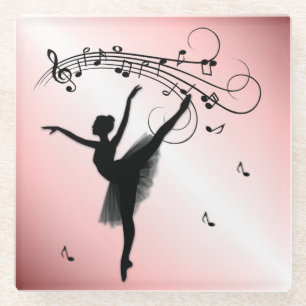 Verbluffende Ballerina Dancing met Music Pink Glazen Onderzetter