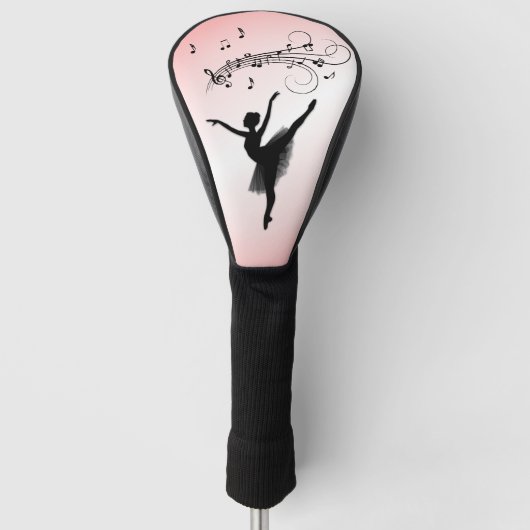 Verbluffende Ballerina Dancing met Music Pink Golfheadcover (Voorkant)
