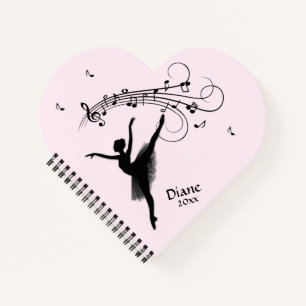 Verbluffende Ballerina Dancing met Music Pink Notitieboek