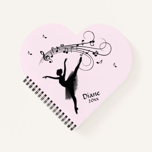 Verbluffende Ballerina Dancing met Music Pink Notitieboek (Voorkant)