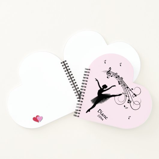 Verbluffende Ballerina Dancing met Music Pink Notitieboek (Binnen)