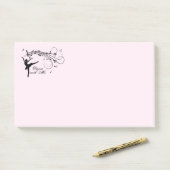 Verbluffende Ballerina Dancing met Music Pink Post-it® Notes (Op bureau)