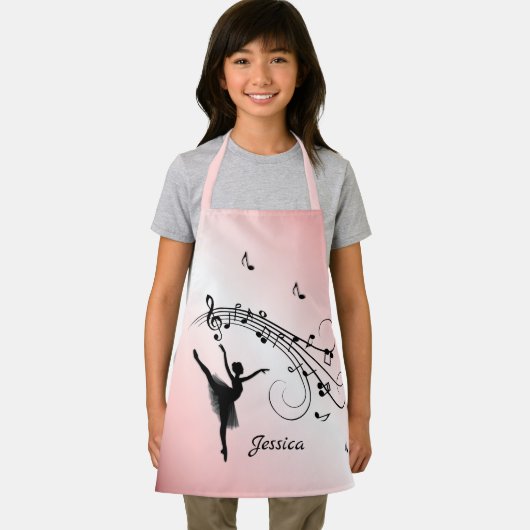 Verbluffende Ballerina Dancing met Music Pink Schort (Insitu)