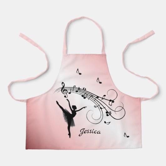 Verbluffende Ballerina Dancing met Music Pink Schort (Voorkant)