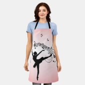 Verbluffende Ballerina Dancing met Music Pink Schort (Gedragen)