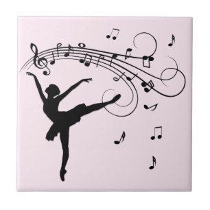 Verbluffende Ballerina Dancing met Music Pink Tegeltje