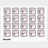 Verbluffende Ballerina Dancing met Music Pink Vierkante Sticker (Vel)
