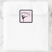 Verbluffende Ballerina Dancing met Music Pink Vierkante Sticker (Tas)