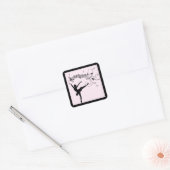 Verbluffende Ballerina Dancing met Music Pink Vierkante Sticker (Envelop)