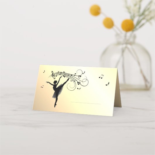 Verbluffende Ballerina Dancing met Music Yellow Plaatskaartje (Voorkant)