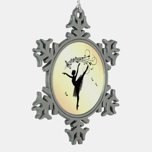 Verbluffende Ballerina Dancing met Music Yellow Tin Sneeuwvlok Ornament (Links)