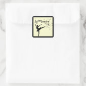 Verbluffende Ballerina Dancing met Music Yellow Vierkante Sticker (Tas)