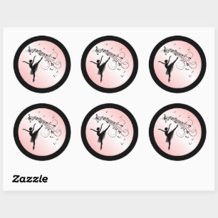 Verbluffende Ballerina-dansing met muziekroze gloe Ronde Sticker