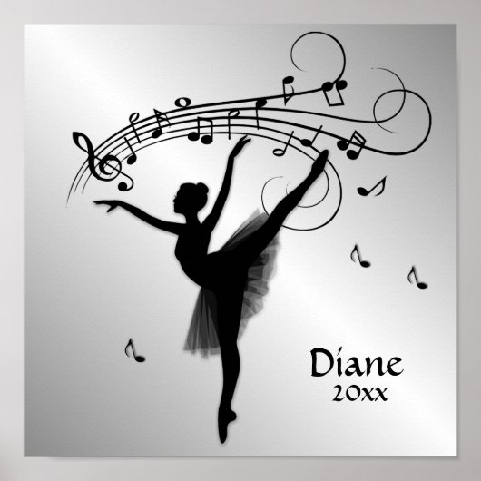 Verbluffende Ballerina Dansmet muziek Poster (Voorkant)