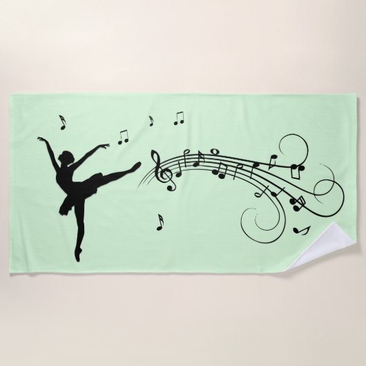 Verbluffende Ballerina Dansmet muziek Strandlaken (Voorkant)